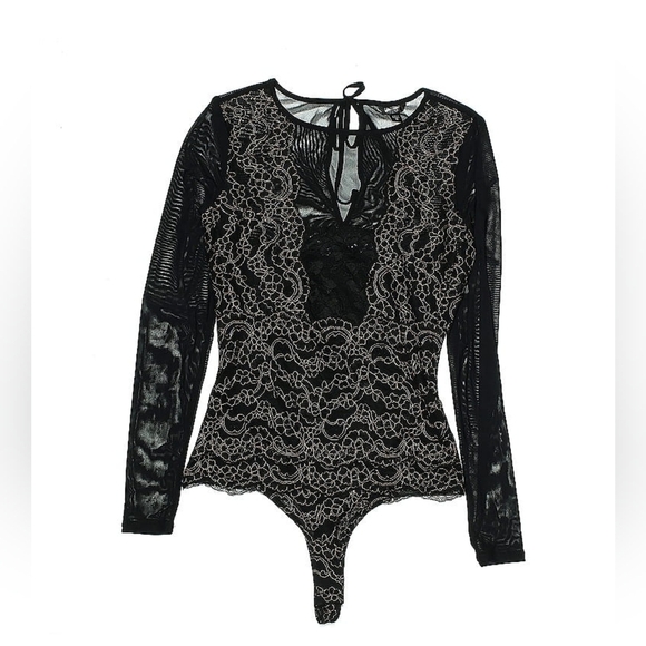 GUESS Sheer Lace Bodysuit in Jet Black Multi – Size XS – NWT - Picture 2 of 5